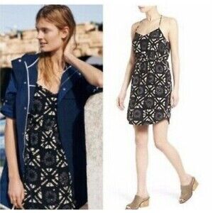 Madewell Dress Womens Sz 00 Starview Batik Silk Cami Black Blouson sleeveless